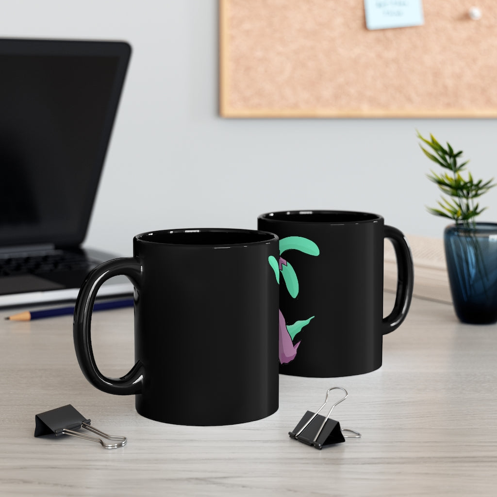 Molepha Black mug 11oz with a sleek design, featuring rounded corners and a C-handle, perfect for coffee or tea.