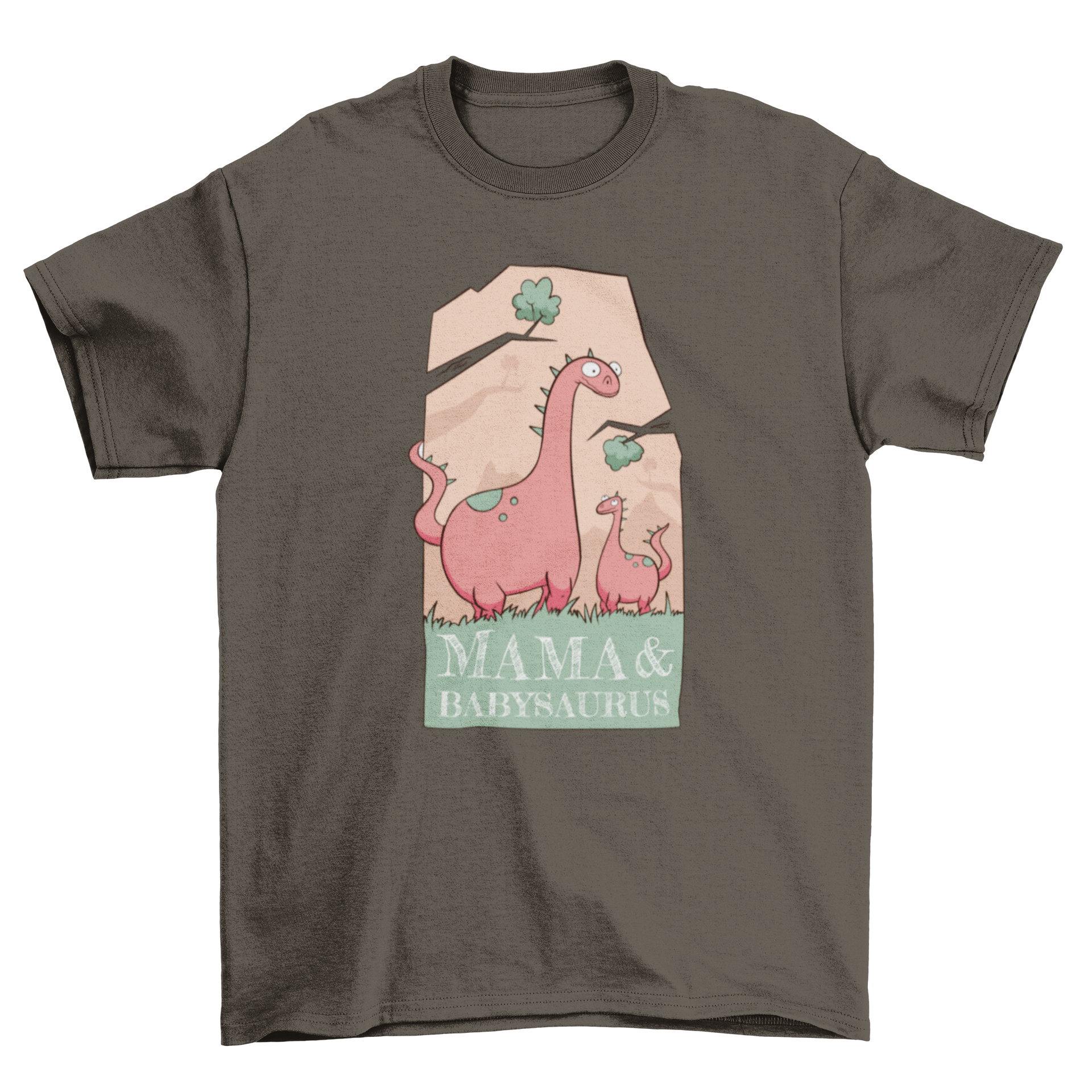 Mom and Babysaurus t-shirt featuring two cute dinosaurs and the caption 'Mama & babysaurus'.