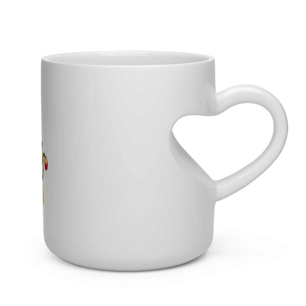 Moongenchen Heart Shape Mug, white ceramic with a heart-shaped handle, perfect for hot beverages.