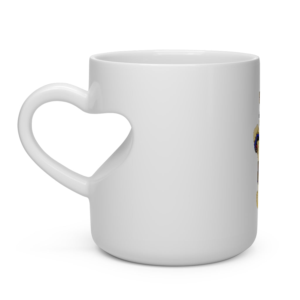 Moongenchen Heart Shape Mug, white ceramic with a heart-shaped handle, perfect for hot beverages.