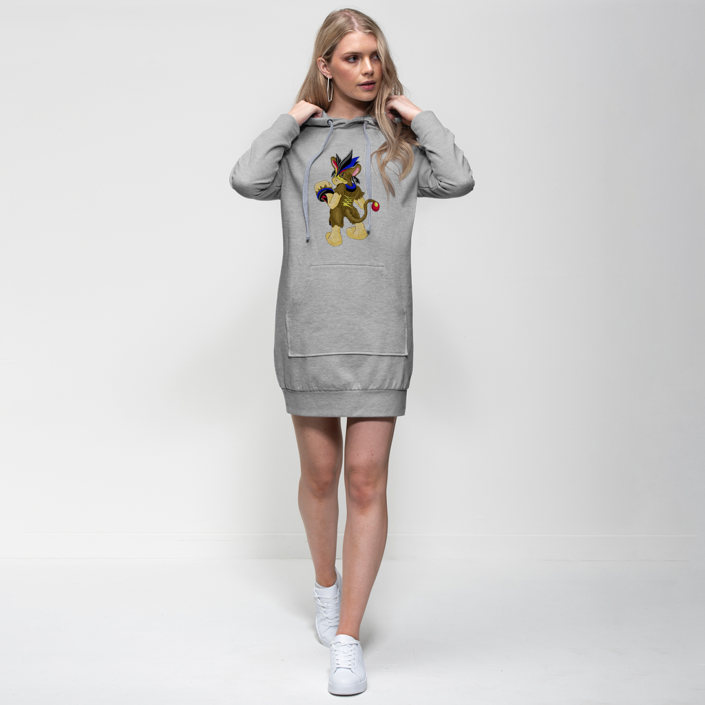 Moongenchen Premium Adult Hoodie Dress in a stylish design featuring a hood, full-length sleeves, and a kangaroo pouch pocket.