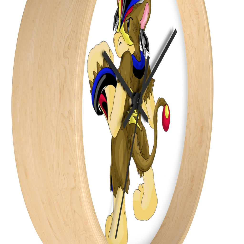 Moongenchen Wall Clock featuring a wooden frame and plexiglass face, designed for indoor use with a silent mechanism.