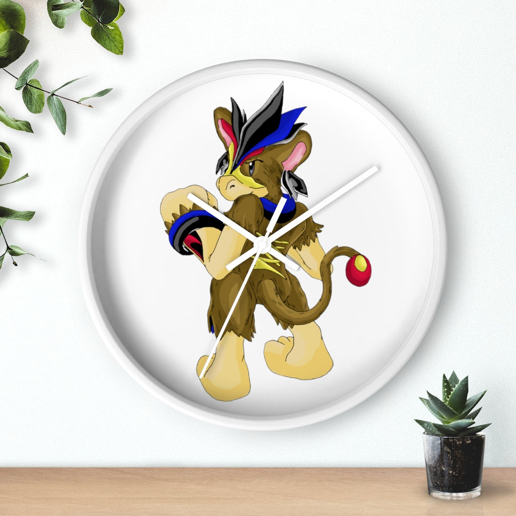 Moongenchen Wall Clock featuring a wooden frame and plexiglass face, designed for indoor use with a silent mechanism.