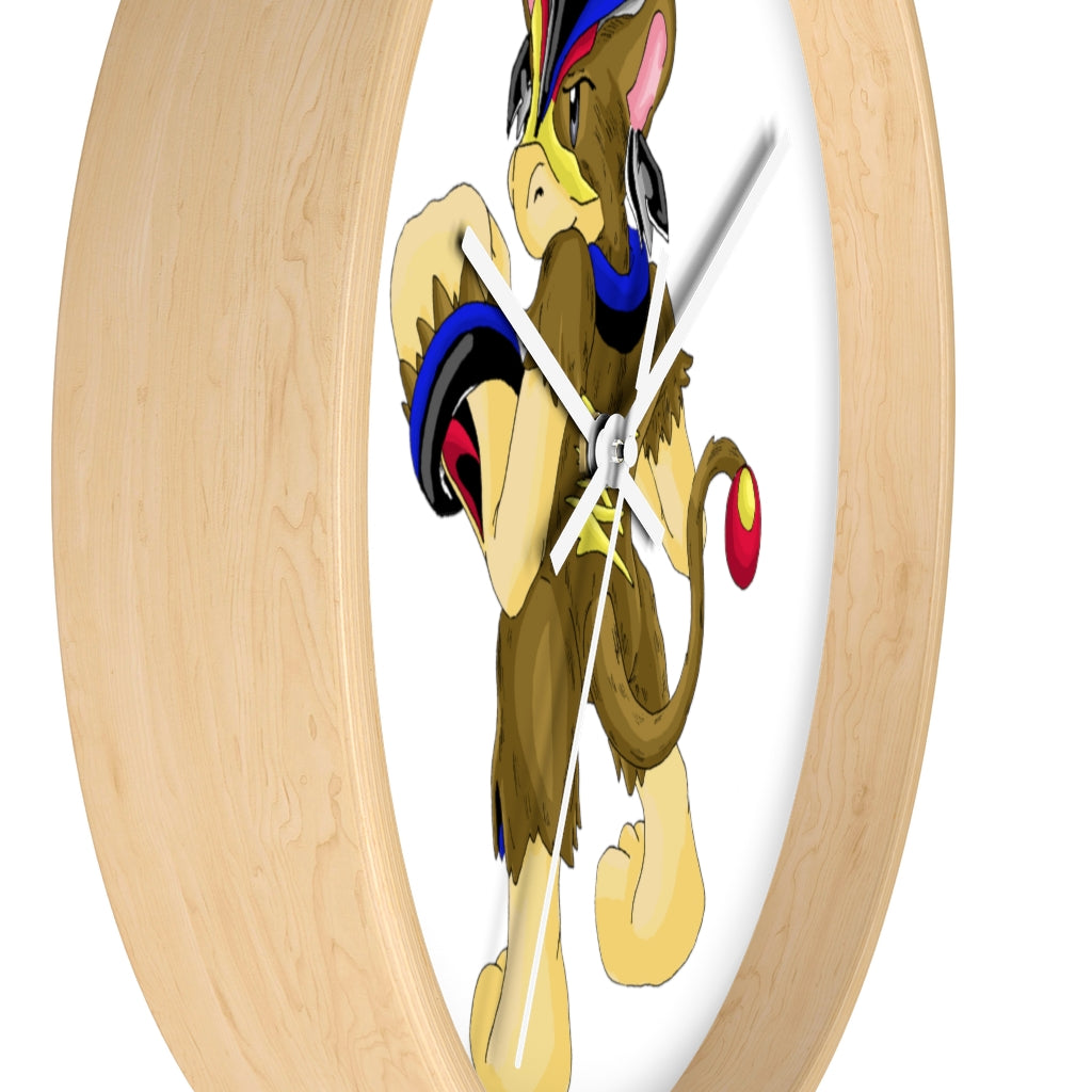 Moongenchen Wall Clock featuring a wooden frame and plexiglass face, designed for indoor use with a silent mechanism.