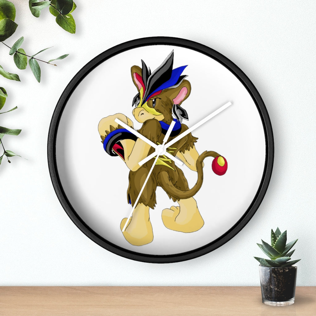 Moongenchen Wall Clock featuring a wooden frame and plexiglass face, designed for indoor use with a silent mechanism.