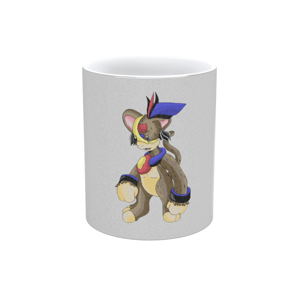 Moongenki Metallic Mug in Silver and Gold finishes, showcasing personalized designs and a comfortable C-handle.