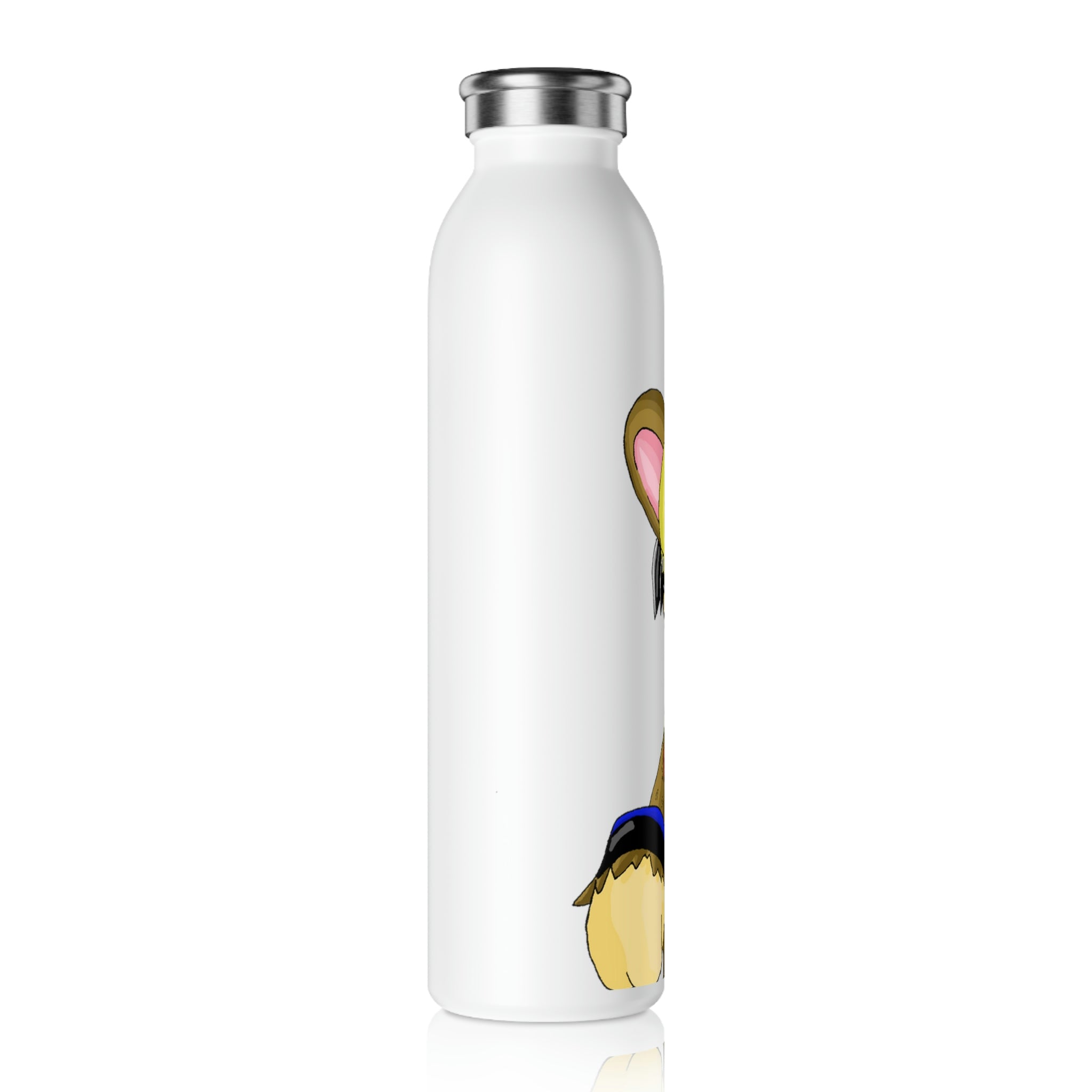 Moongenki Slim Water Bottle with matte finish and silver cap, showcasing customizable design options.