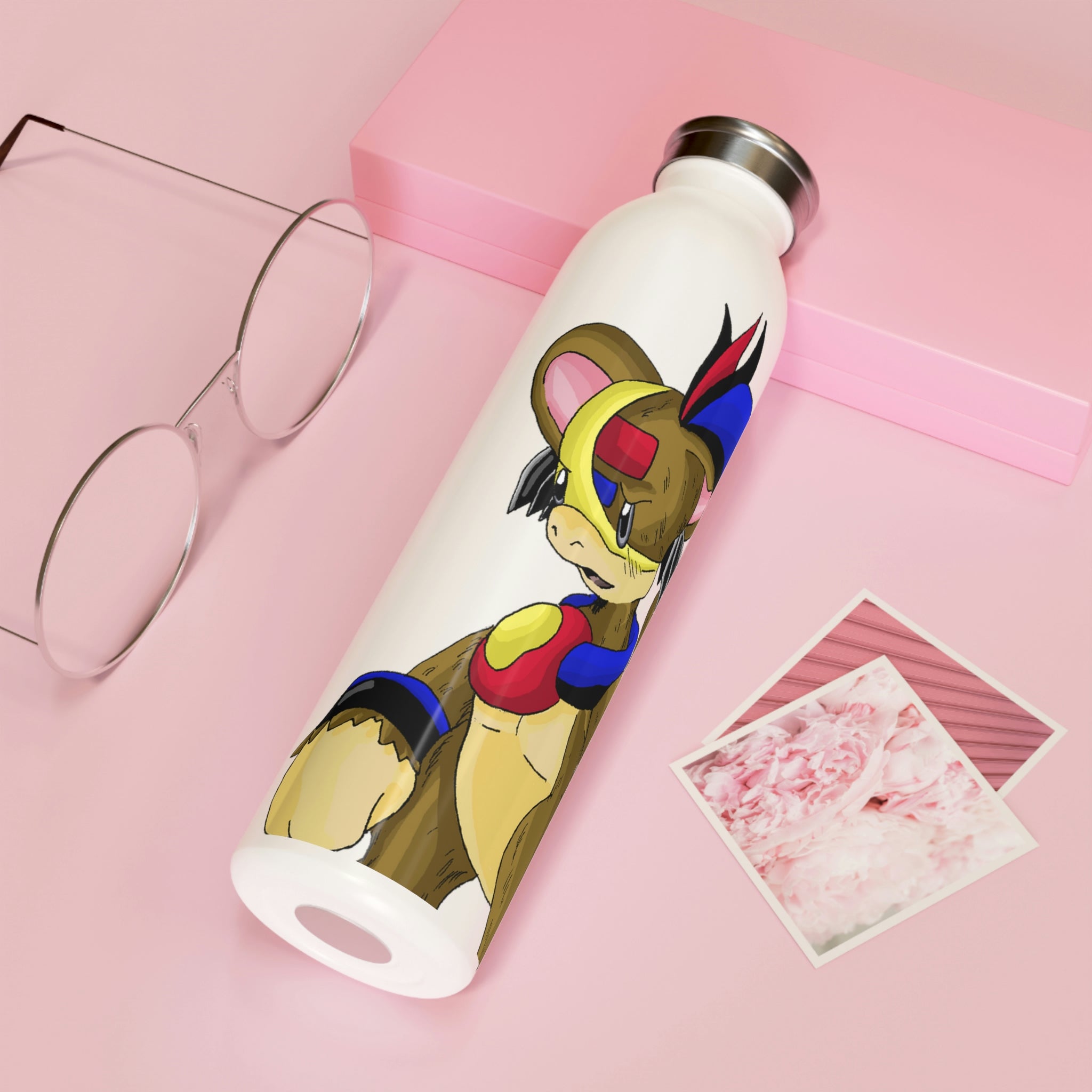 Moongenki Slim Water Bottle with matte finish and silver cap, showcasing customizable design options.