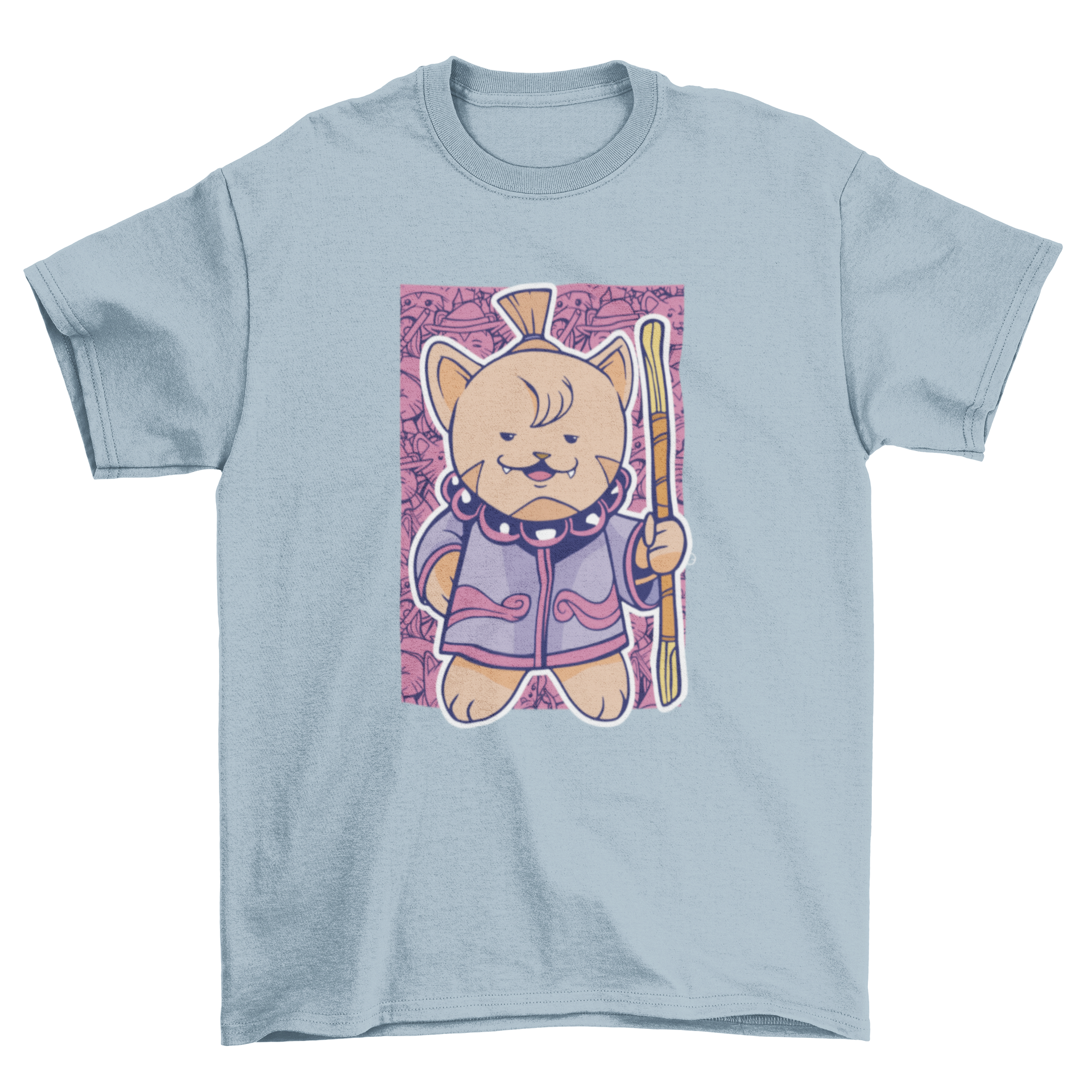 Cartoon cat with staff T-shirt.