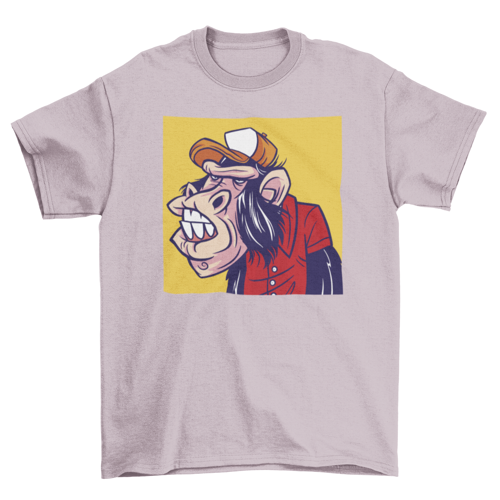 A vibrant cartoon t-shirt featuring a playful monkey wearing a colorful hat and shirt, perfect for casual wear.