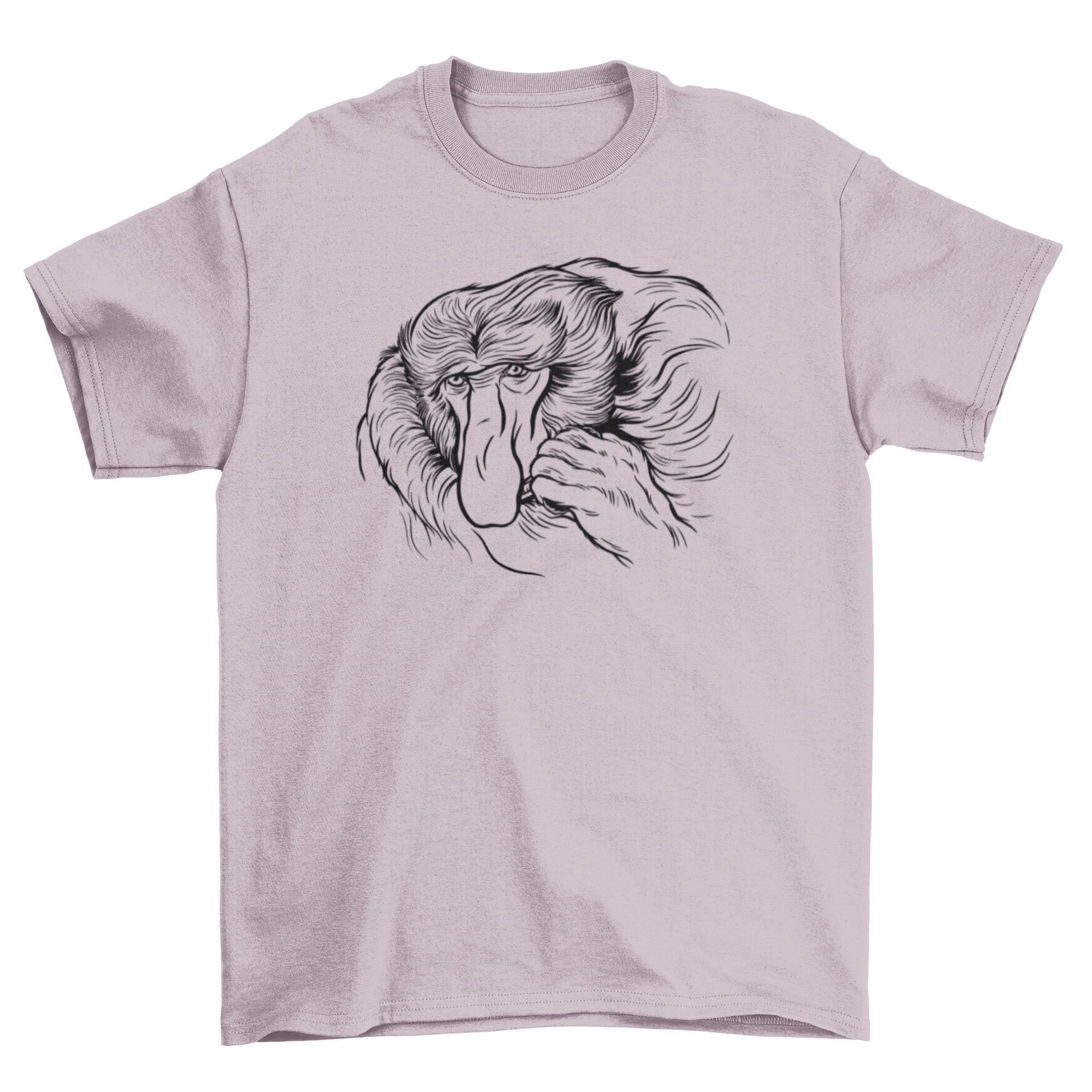 A stylish hand drawn t-shirt featuring a playful monkey design, perfect for animal lovers.