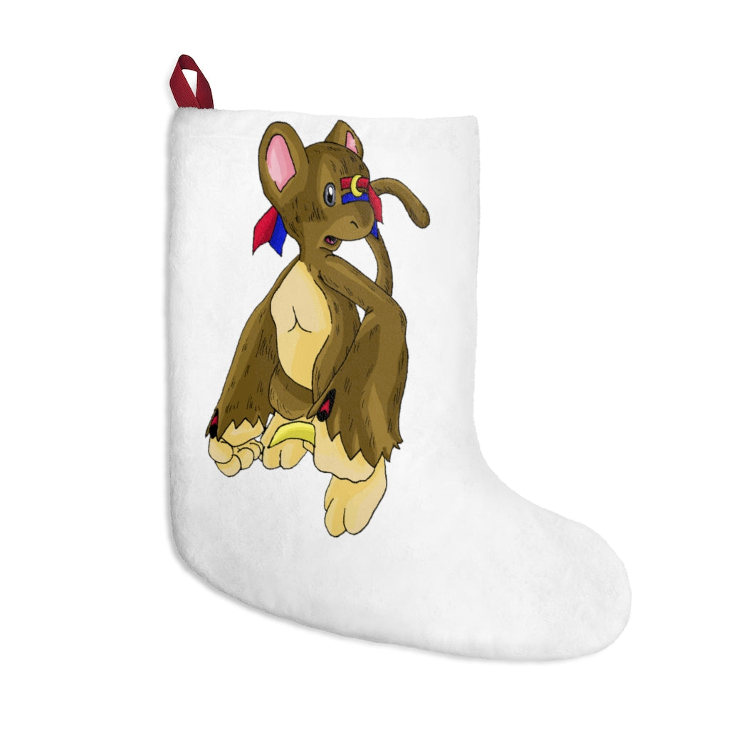 A set of personalized Moonki Christmas Stockings hanging by a fireplace, showcasing soft fleece material and festive designs.