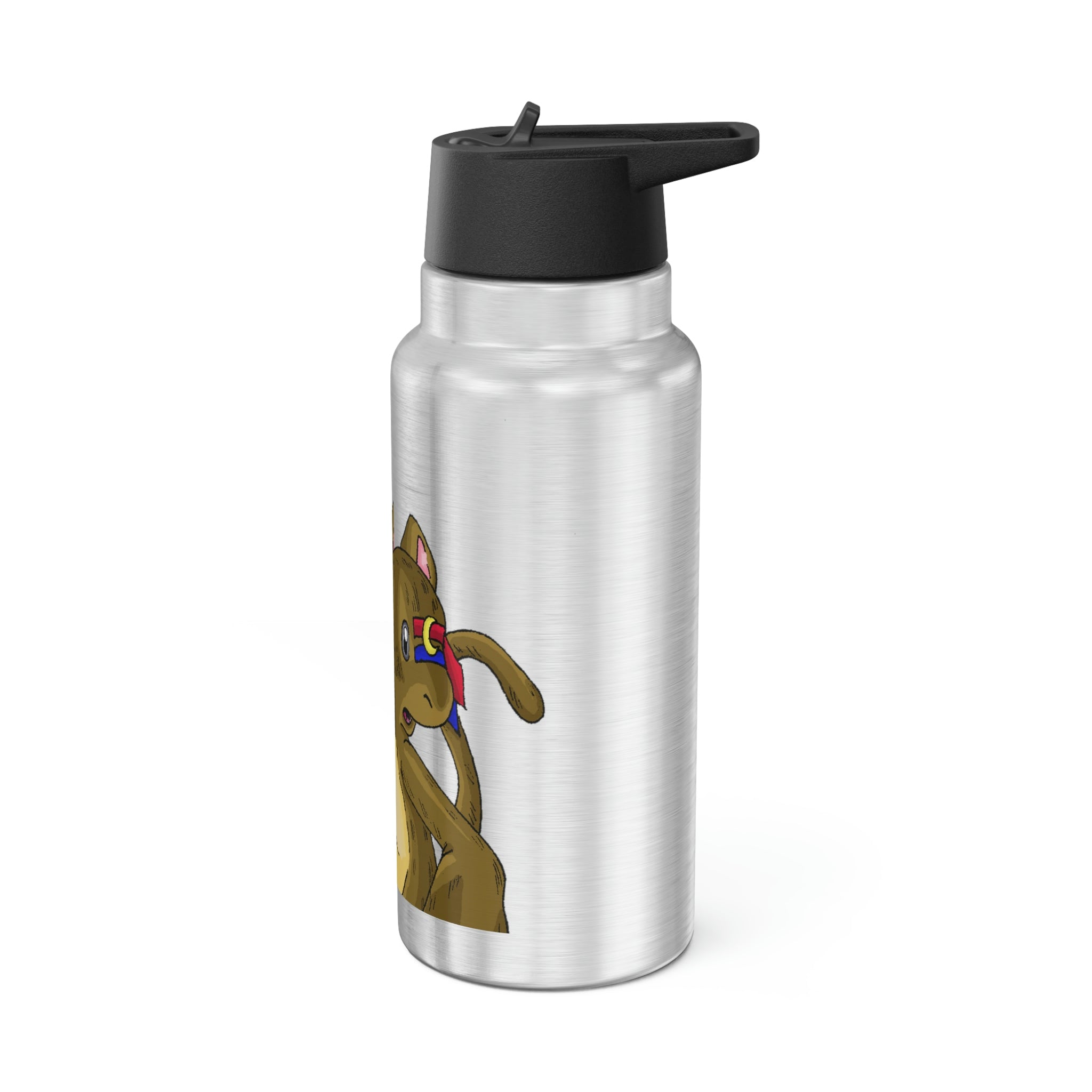 Moonki Gator Tumbler in stainless steel with a custom design, featuring a plastic straw and a 32 oz capacity.