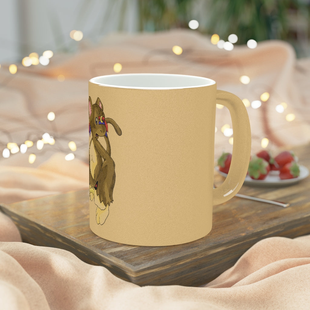 Moonki Metallic Mug in Gold and Silver finishes, showcasing personalized designs and a comfortable C-handle.