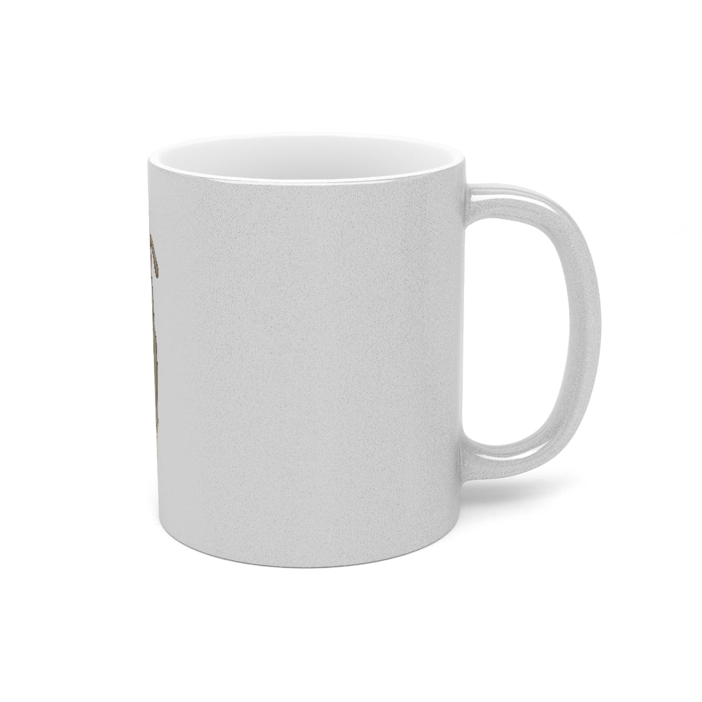 Moonki Metallic Mug in Gold and Silver finishes, showcasing personalized designs and a comfortable C-handle.