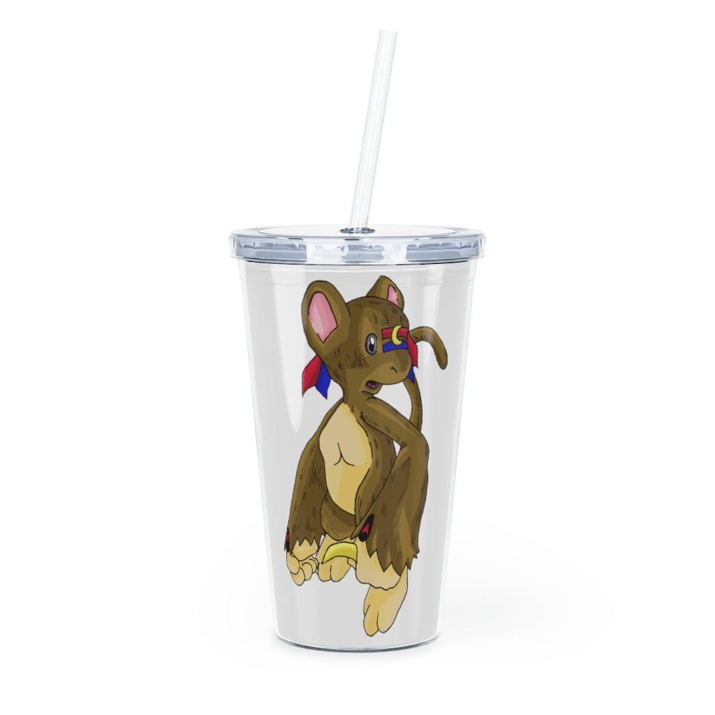 Moonki Plastic Tumbler with Straw, featuring a customizable design and double wall insulation for drinks.