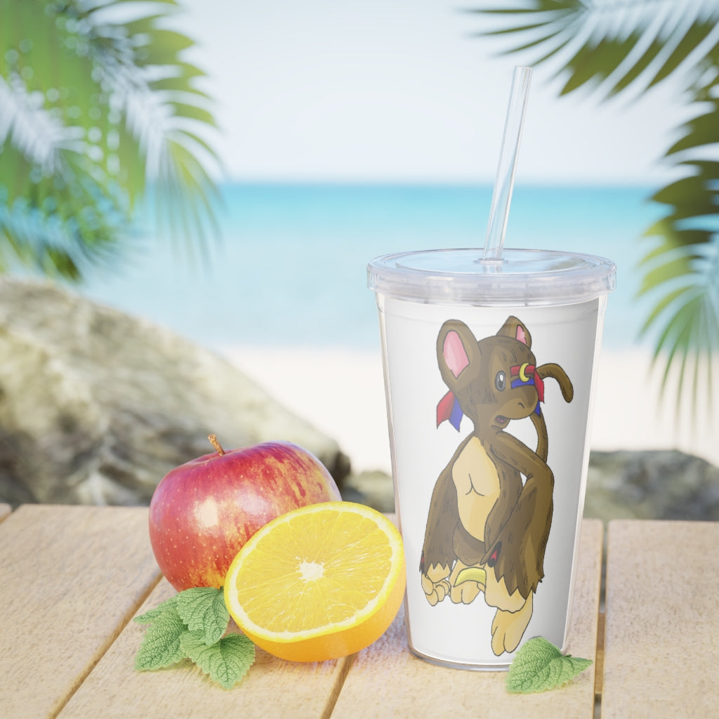 Moonki Plastic Tumbler with Straw, featuring a customizable design and double wall insulation for drinks.