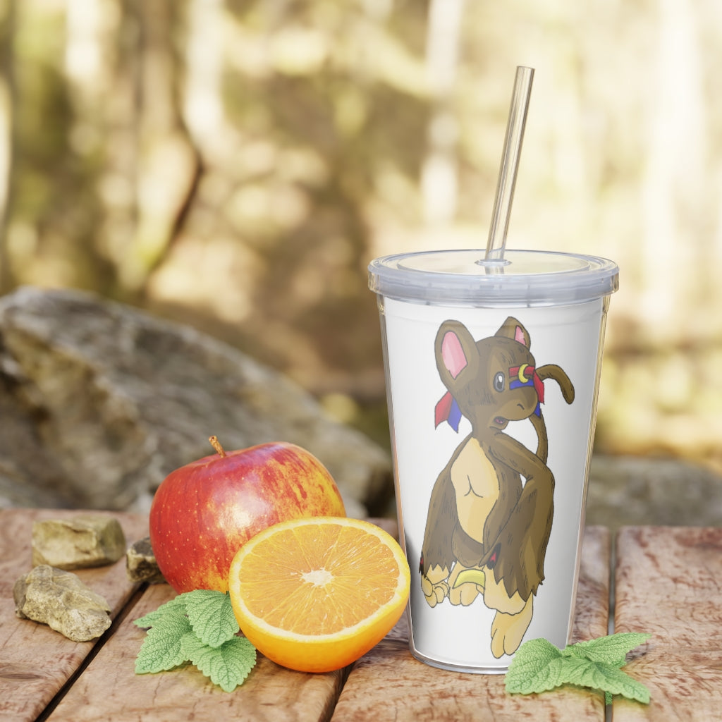 Moonki Plastic Tumbler with Straw, featuring a customizable design and double wall insulation for drinks.