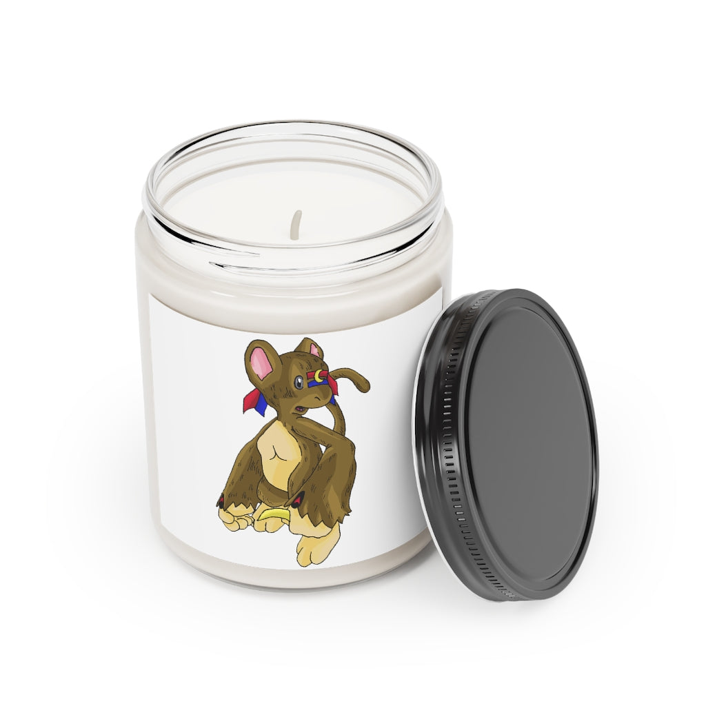 Moonki Scented Candle in a glass container, featuring a permanent adhesive label, available in Cinnamon Stick and Vanilla fragrances.