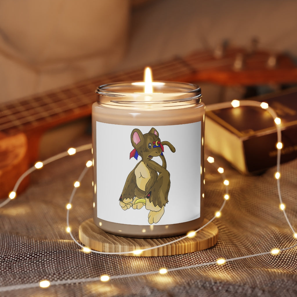 Moonki Scented Candle in a glass container, featuring a permanent adhesive label, available in Cinnamon Stick and Vanilla fragrances.