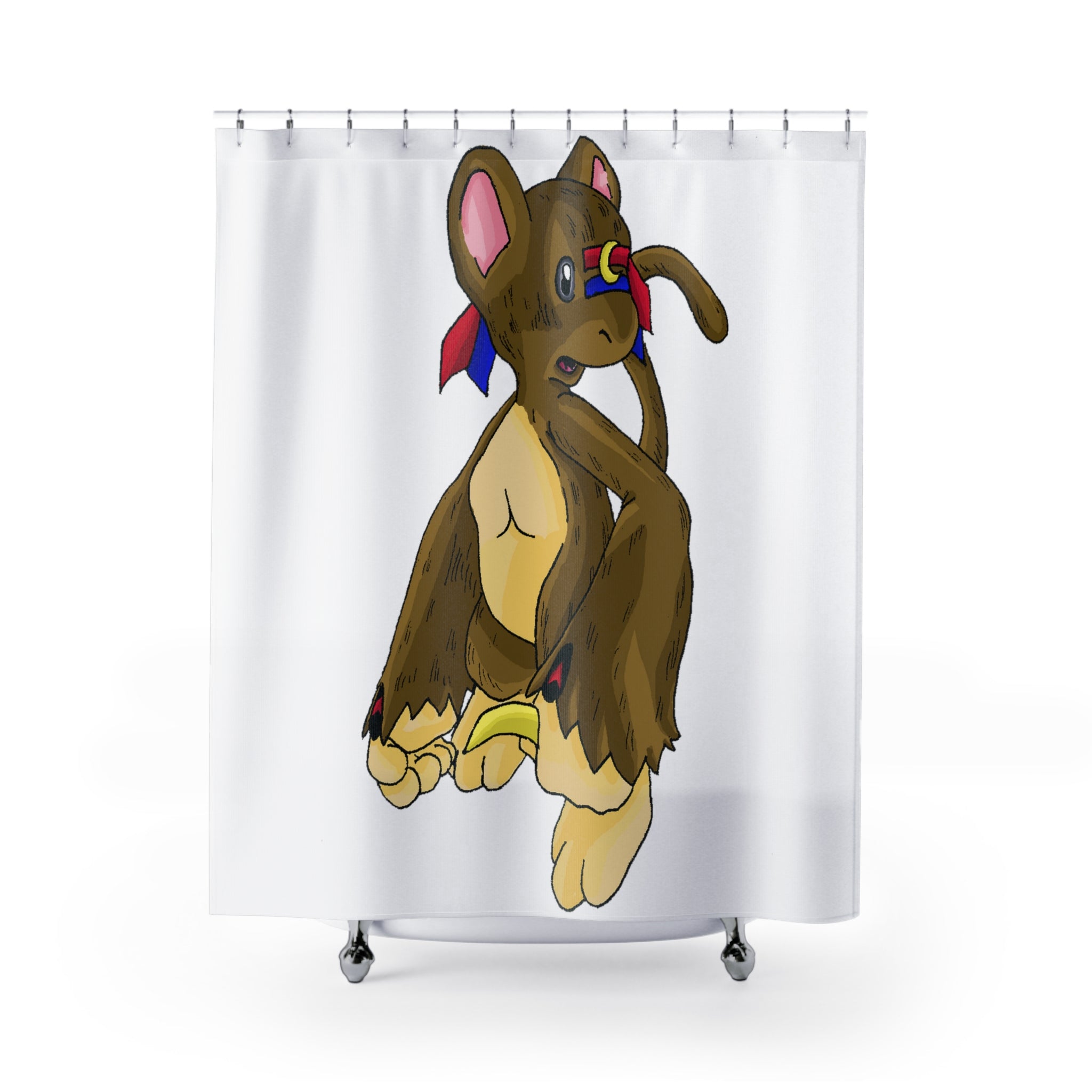 Moonki Shower Curtain featuring vibrant custom designs on durable polyester fabric, ideal for enhancing bathroom decor.