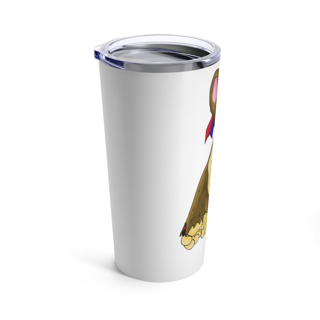 Moonki Tumbler 20oz in stainless steel with a see-thru plastic lid, showcasing its sleek design and rounded corners.