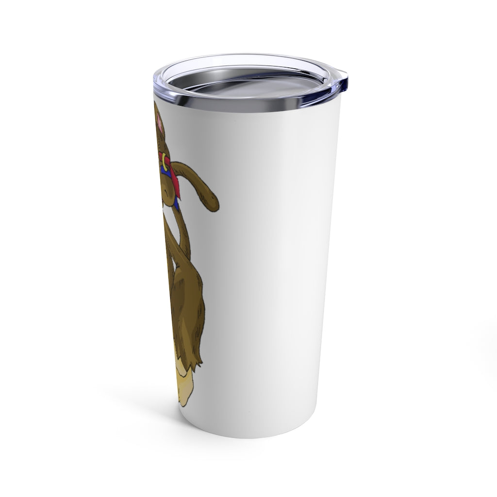 Moonki Tumbler 20oz in stainless steel with a see-thru plastic lid, showcasing its sleek design and rounded corners.