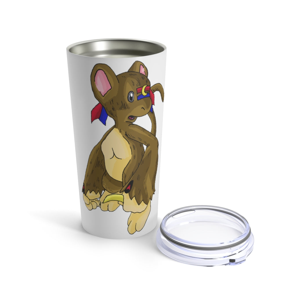 Moonki Tumbler 20oz in stainless steel with a see-thru plastic lid, showcasing its sleek design and rounded corners.