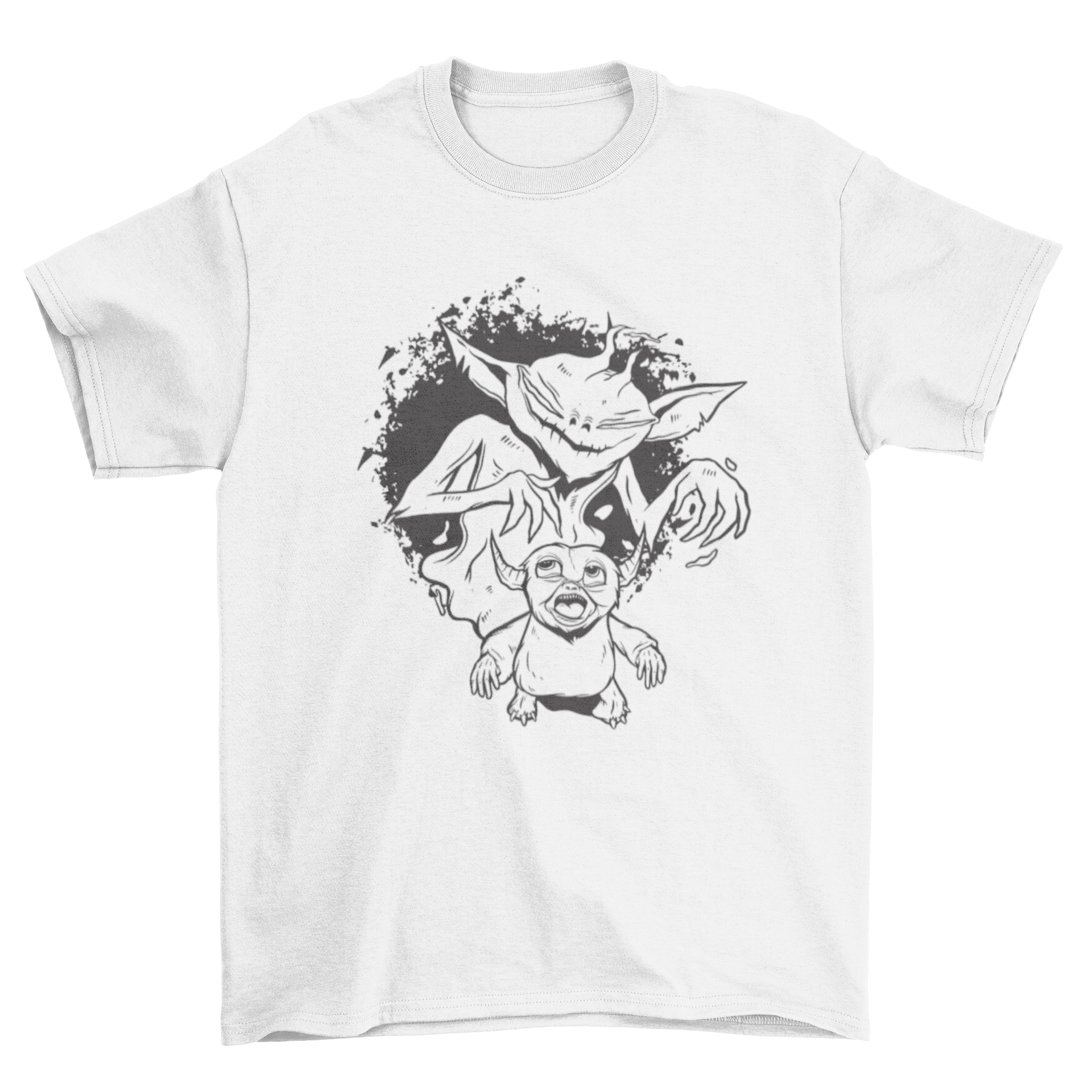 Monstrous Shadow T-Shirt featuring a cute creature and its scary shadow illustration.