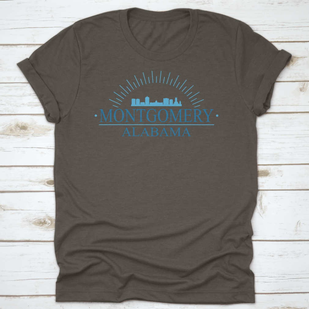 Montgomery Alabama skyline silhouette banner design showcasing city pride in a stylish and comfortable fabric.