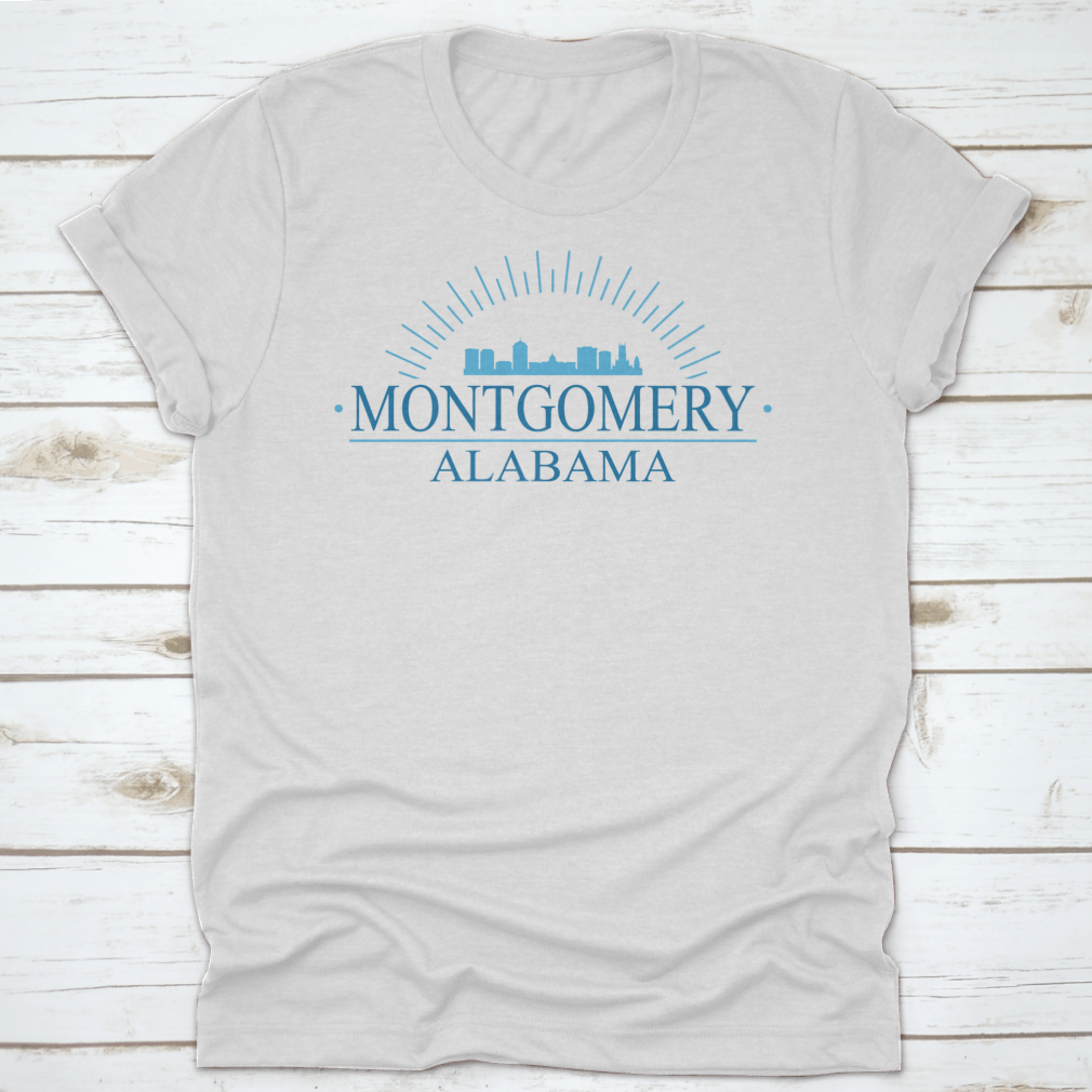 Montgomery Alabama skyline silhouette banner design showcasing city pride in a stylish and comfortable fabric.