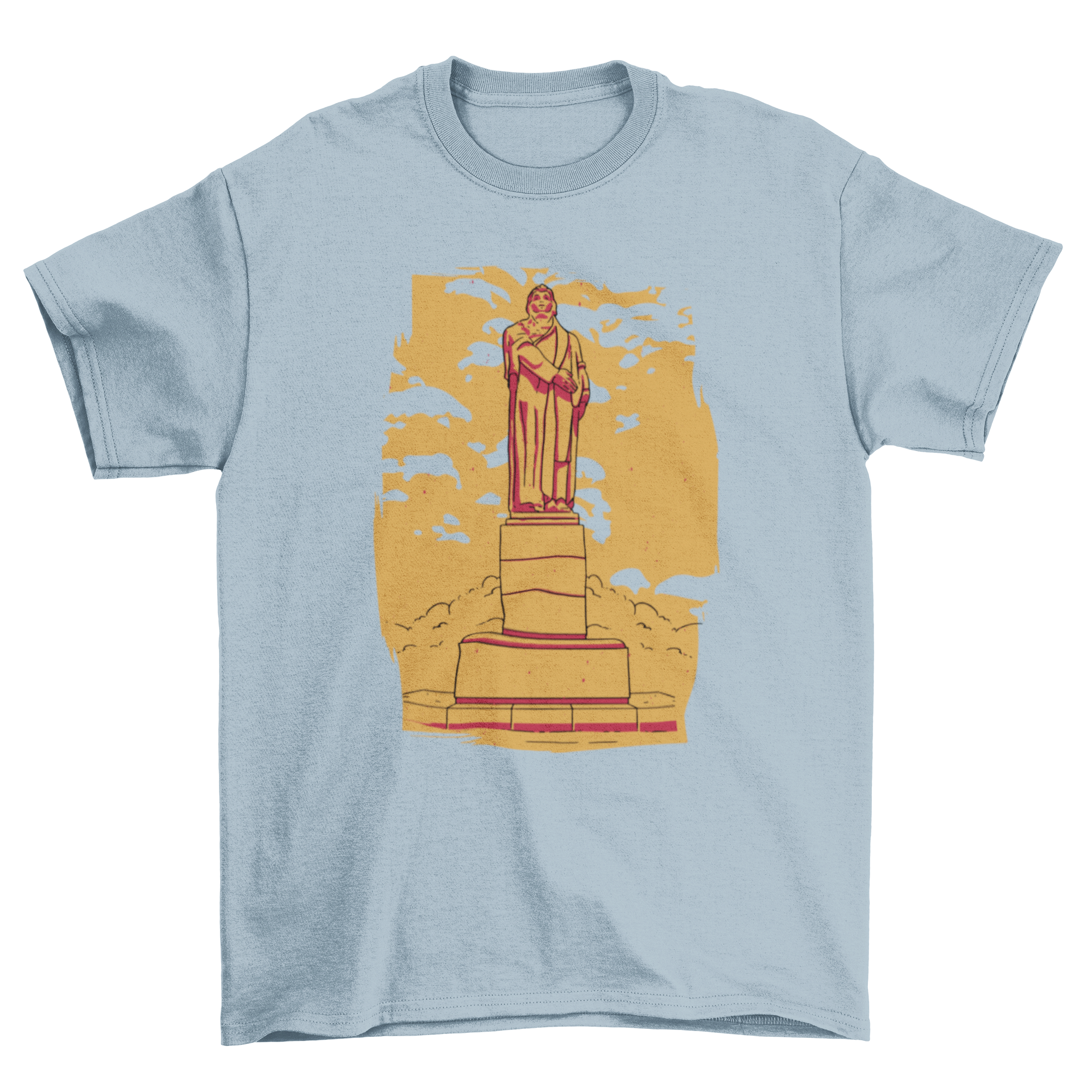 Monument Sculpture T-Shirt featuring a unique duotone design of a sculpture, showcasing artistic flair and modern style.