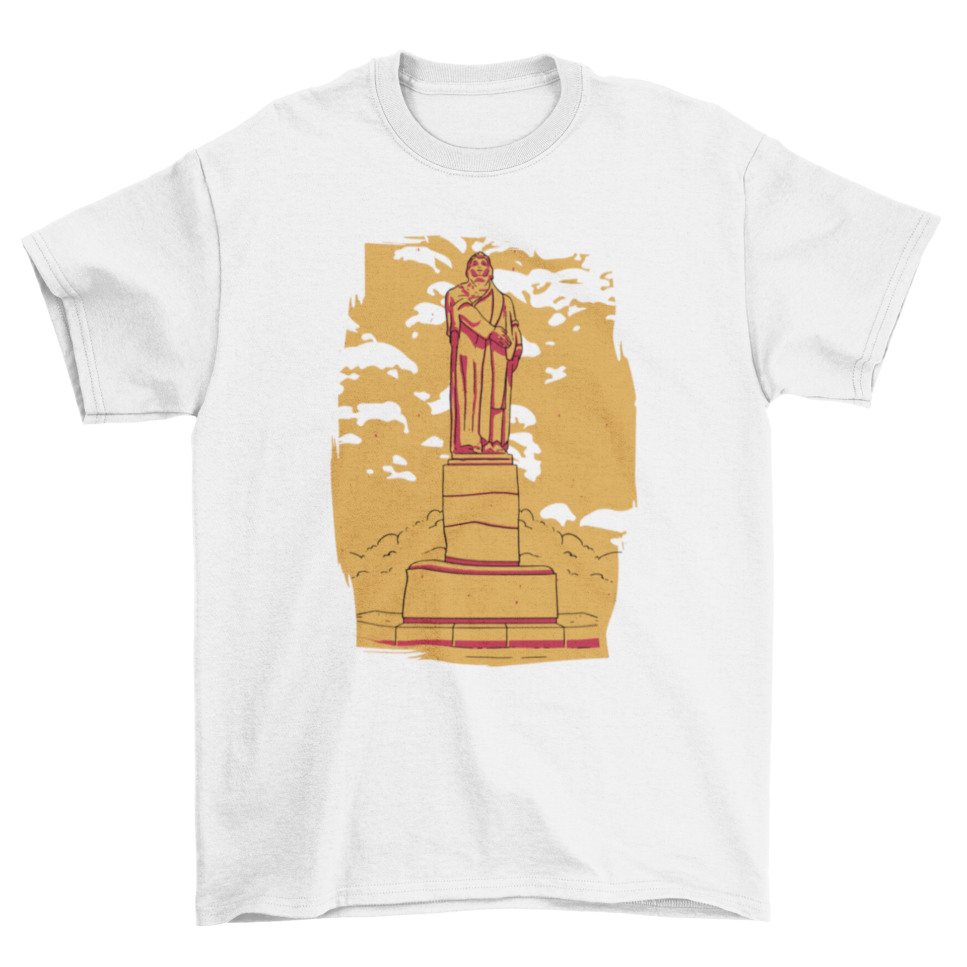 Monument Sculpture T-Shirt featuring a unique duotone design of a sculpture, showcasing artistic flair and modern style.