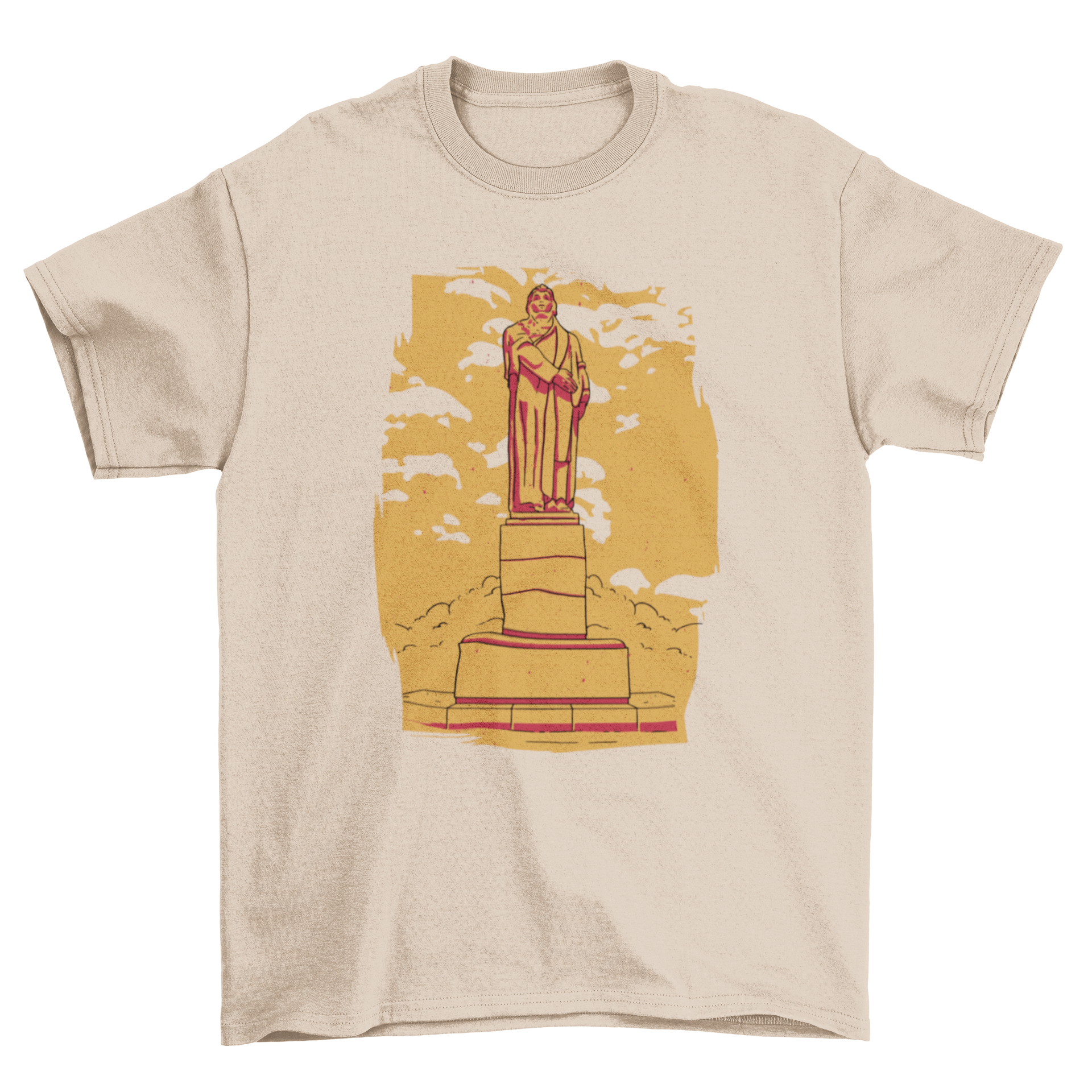 Monument Sculpture T-Shirt featuring a unique duotone design of a sculpture, showcasing artistic flair and modern style.