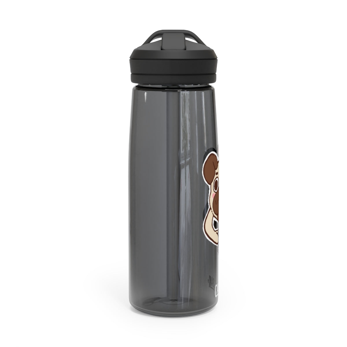 More Pug Coffee Please CamelBak Eddy® Water Bottle in 20oz and 25oz sizes, featuring a playful pug design and a durable Tritan™ body.