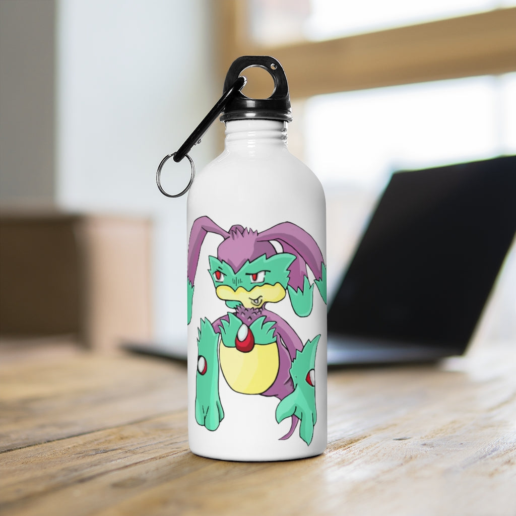 Morphesis Stainless Steel Water Bottle with a plastic screw top and carabiner, designed for stylish hydration.