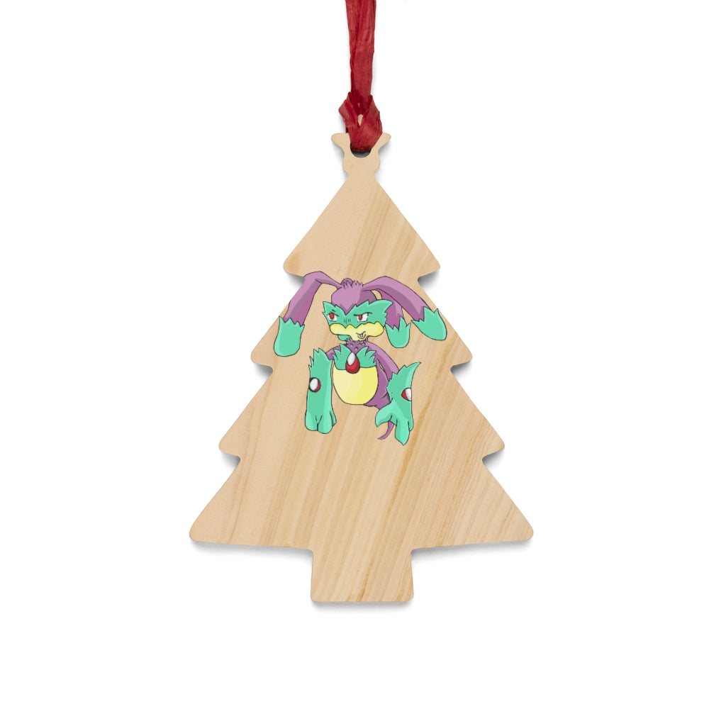 Morphesis Wooden Christmas Ornaments featuring six whimsical shapes with a red ribbon and magnetic back for versatile display.