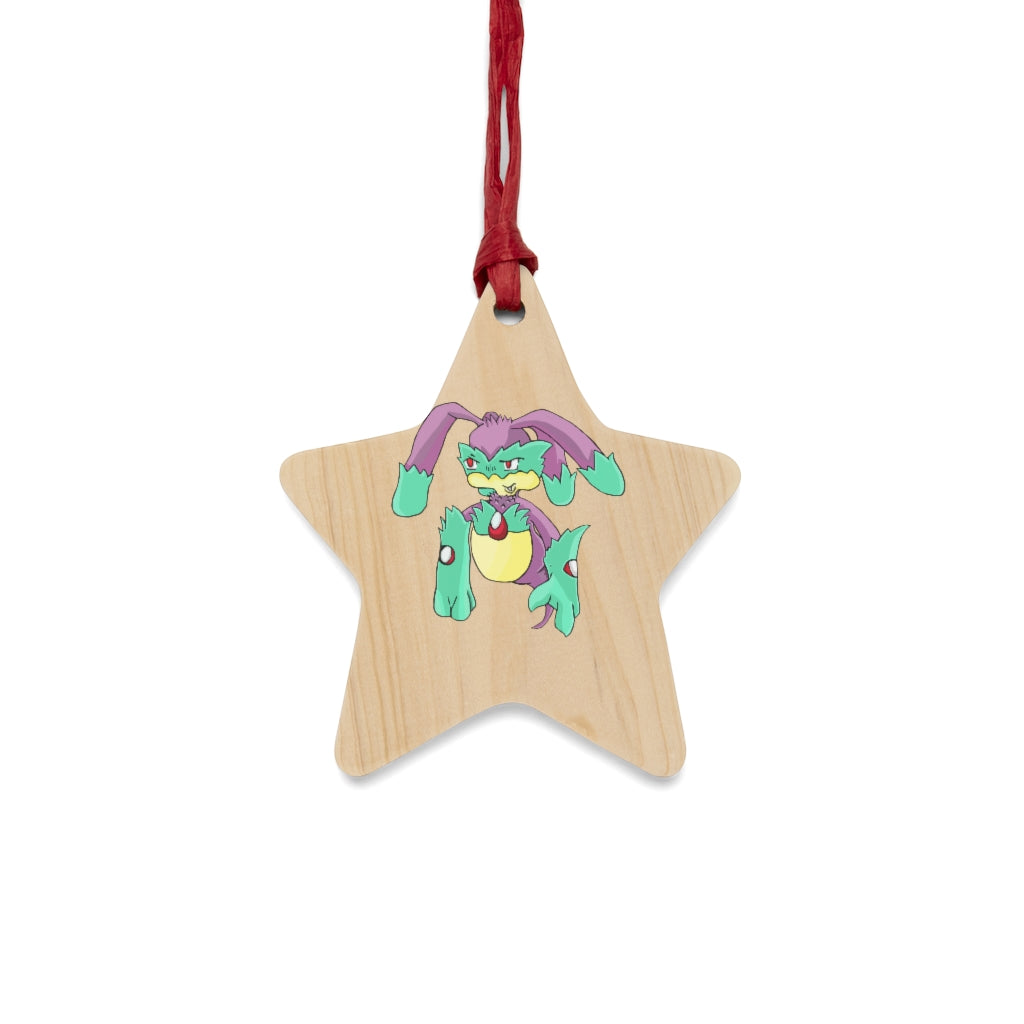 Morphesis Wooden Christmas Ornaments featuring six whimsical shapes with a red ribbon and magnetic back for versatile display.