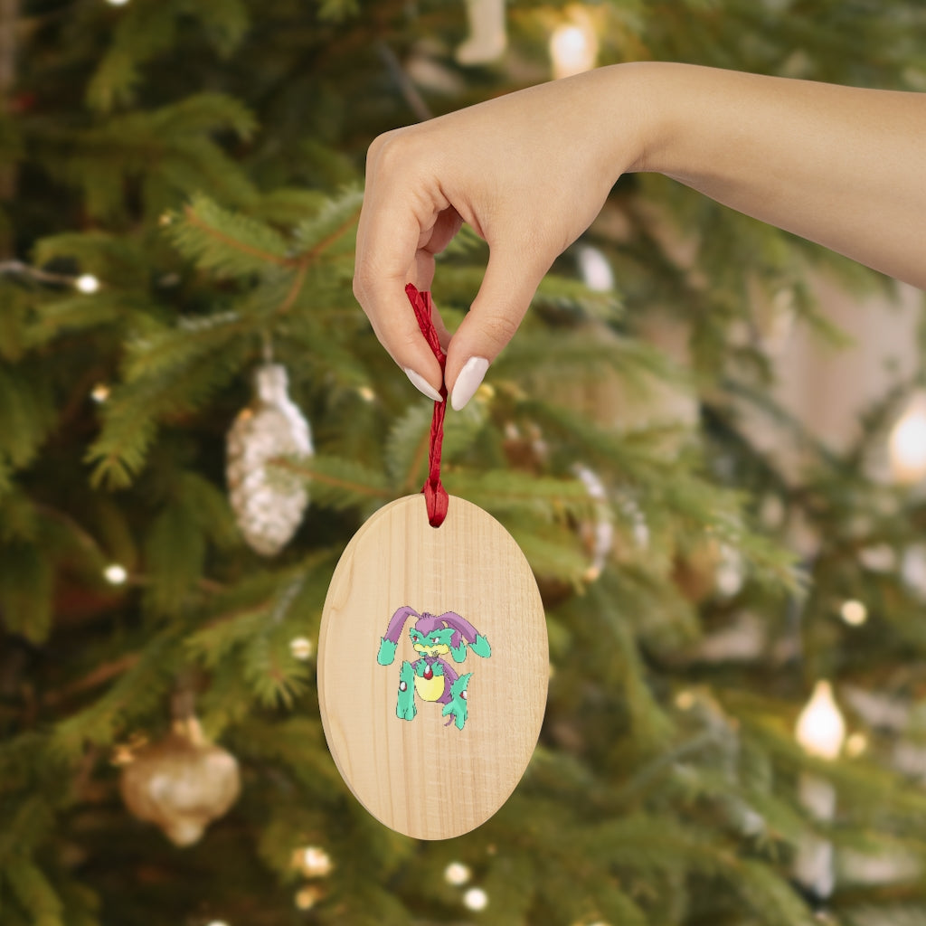 Morphesis Wooden Christmas Ornaments featuring six whimsical shapes with a red ribbon and magnetic back for versatile display.