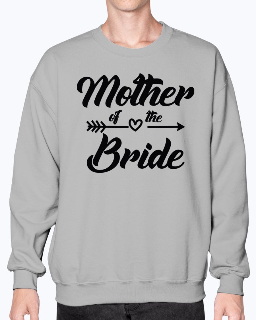 A stylish Mother of the Bride sweatshirt in soft fleece knit, featuring a crew neck design, perfect for bridal parties and weddings.