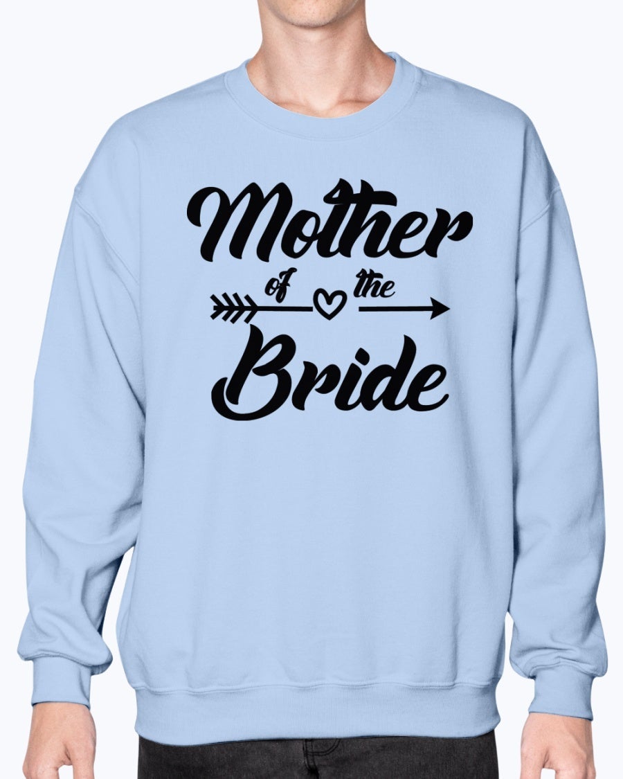 A stylish Mother of the Bride sweatshirt in soft fleece knit, featuring a crew neck design, perfect for bridal parties and weddings.