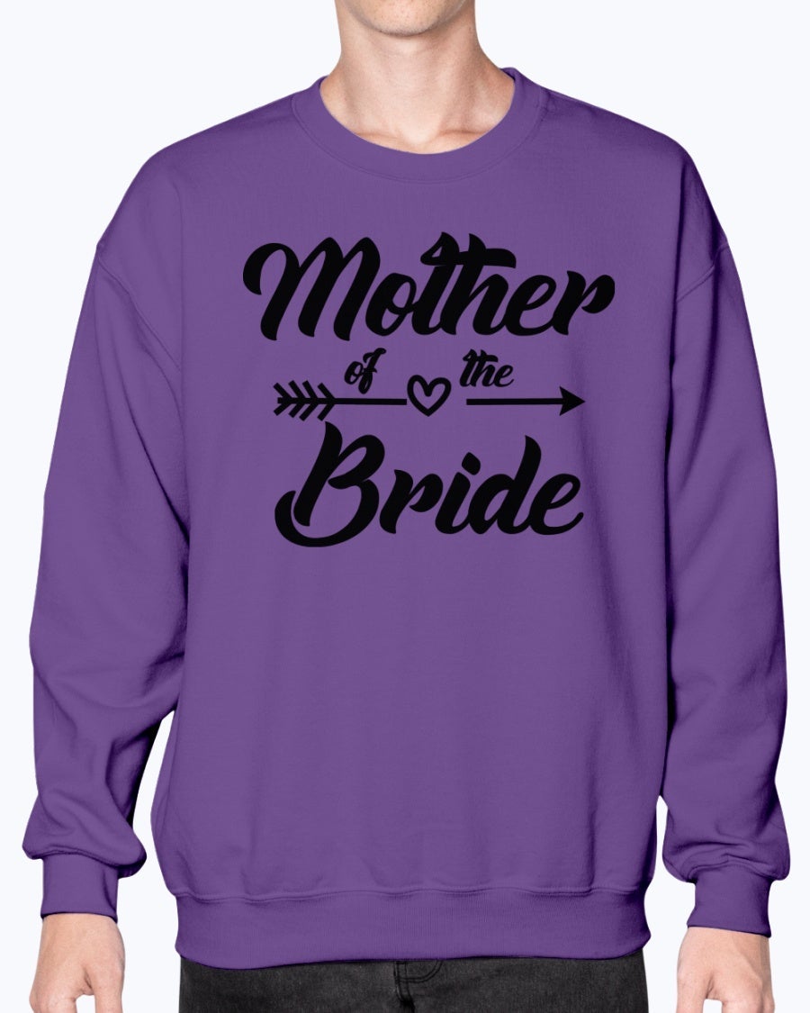 A stylish Mother of the Bride sweatshirt in soft fleece knit, featuring a crew neck design, perfect for bridal parties and weddings.