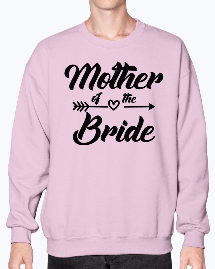 A stylish Mother of the Bride sweatshirt in soft fleece knit, featuring a crew neck design, perfect for bridal parties and weddings.