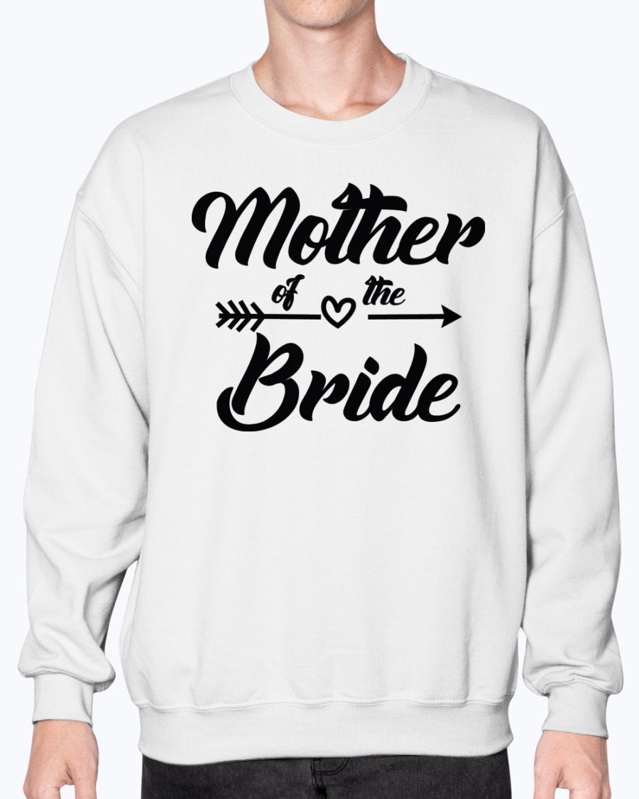 A stylish Mother of the Bride sweatshirt in soft fleece knit, featuring a crew neck design, perfect for bridal parties and weddings.