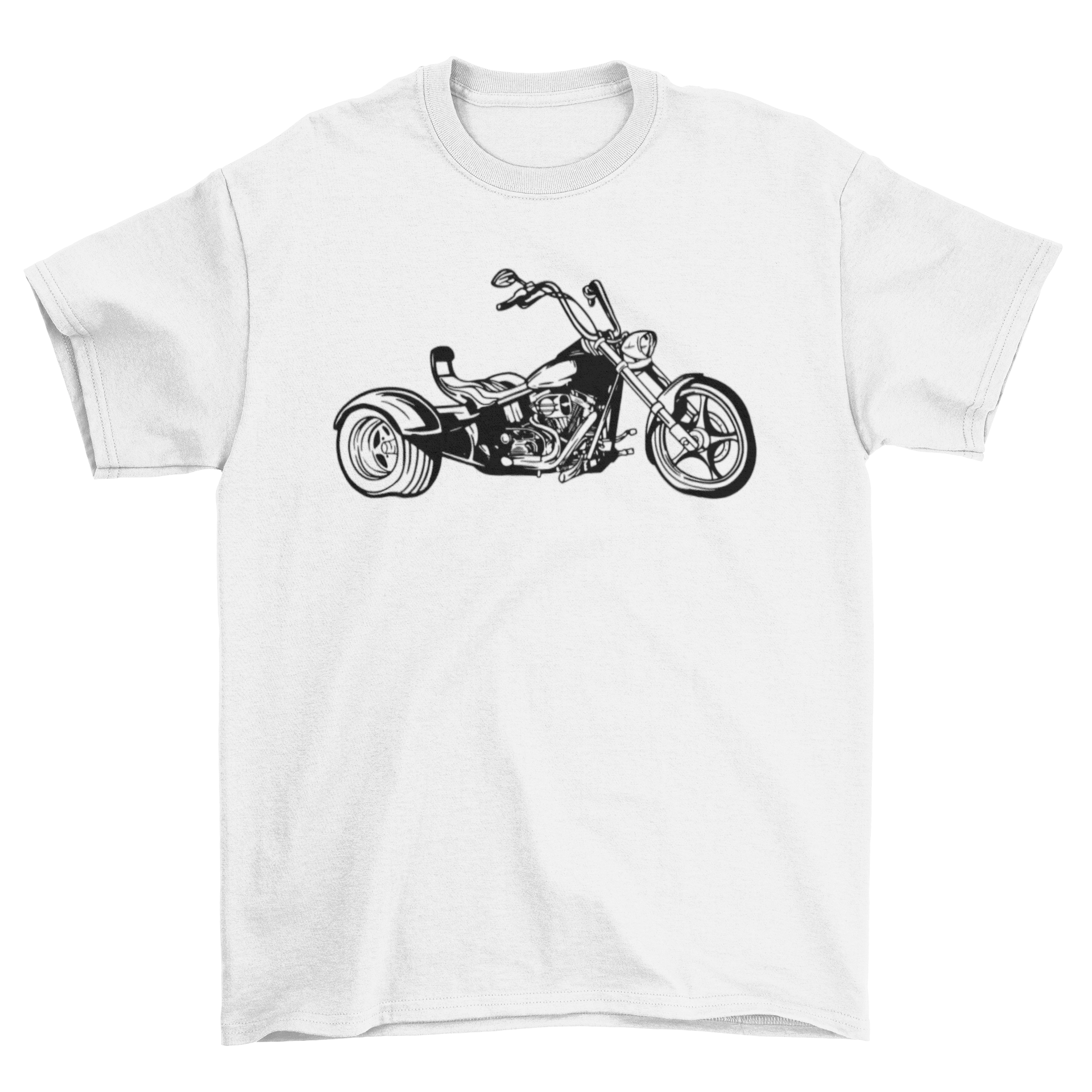 A stylish Motor Trike T-shirt featuring a vibrant illustration of a motor trike, perfect for bike enthusiasts.