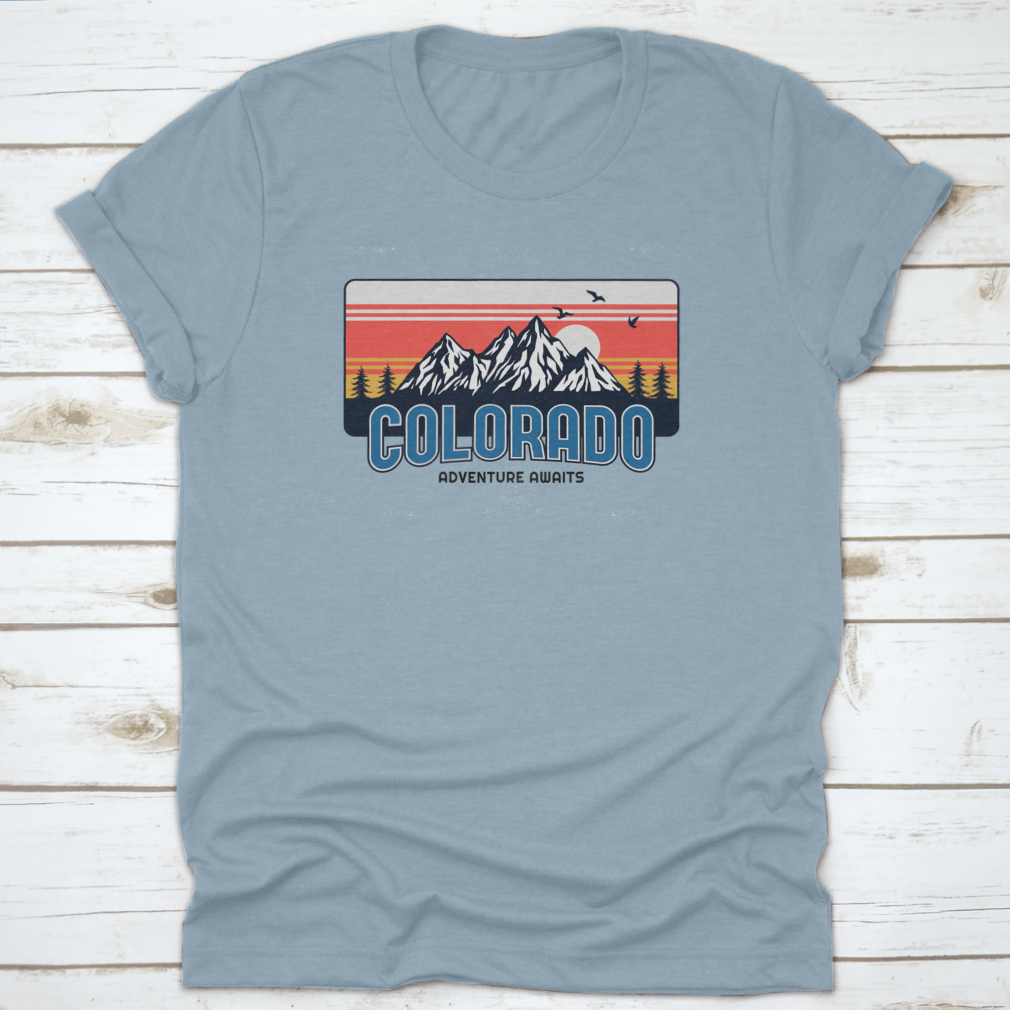 Mountain Illustration T-Shirt featuring a vector graphic design, made from 100% cotton, ideal for outdoor adventures.