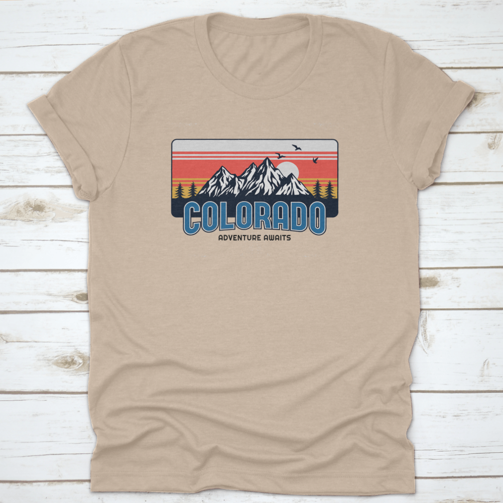 Mountain Illustration T-Shirt featuring a vector graphic design, made from 100% cotton, ideal for outdoor adventures.