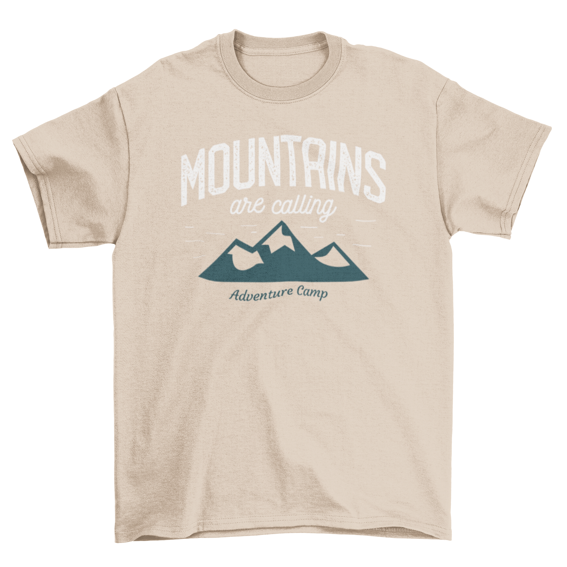 Mountains Are Calling T-shirt featuring a mountain illustration and stylish font caption.