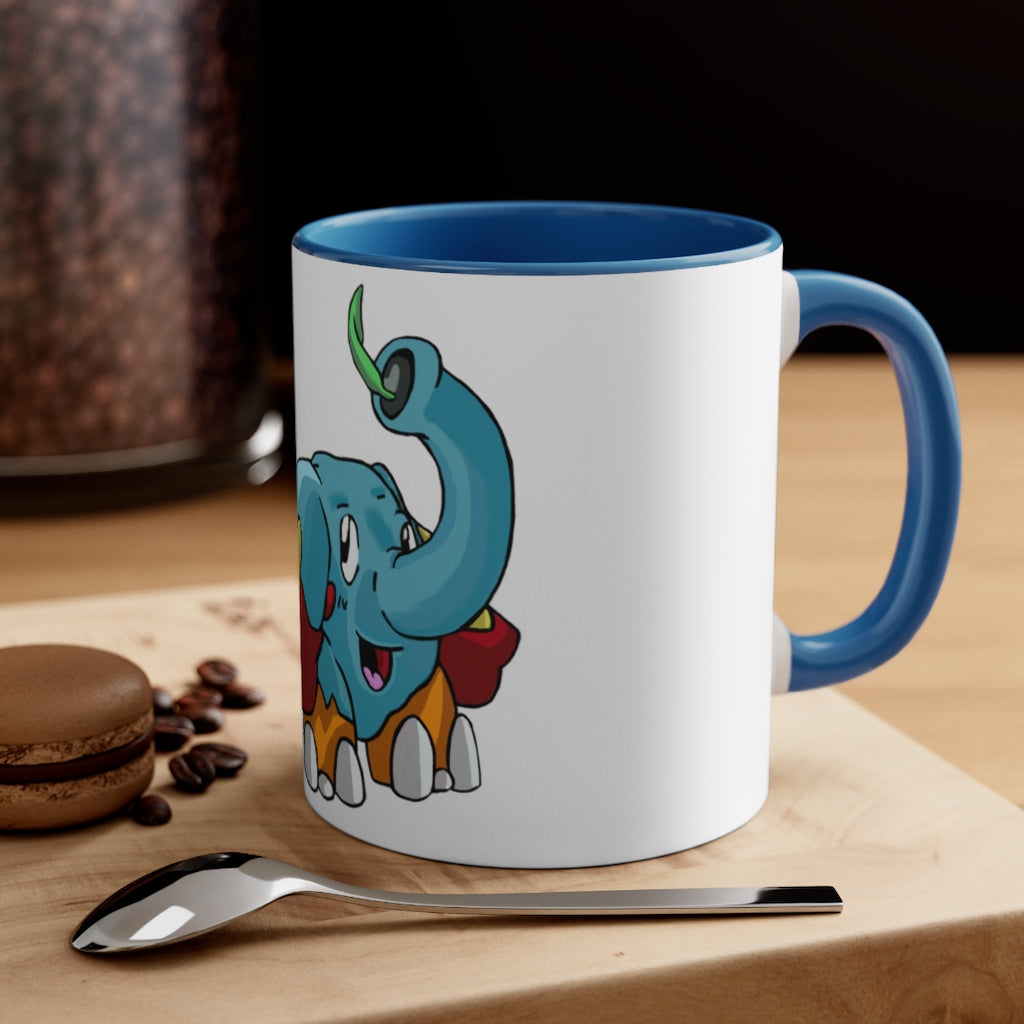 Mudphant Accent Coffee Mug with colorful interior and handle, showcasing a modern two-tone design.