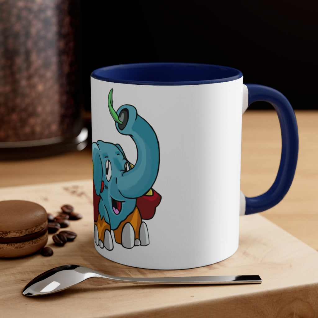 Mudphant Accent Coffee Mug with colorful interior and handle, showcasing a modern two-tone design.